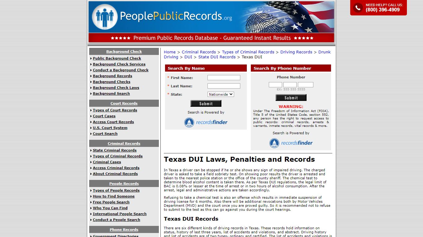 Texas DUI Laws, Penalties and Records - PeoplePublicRecords.org